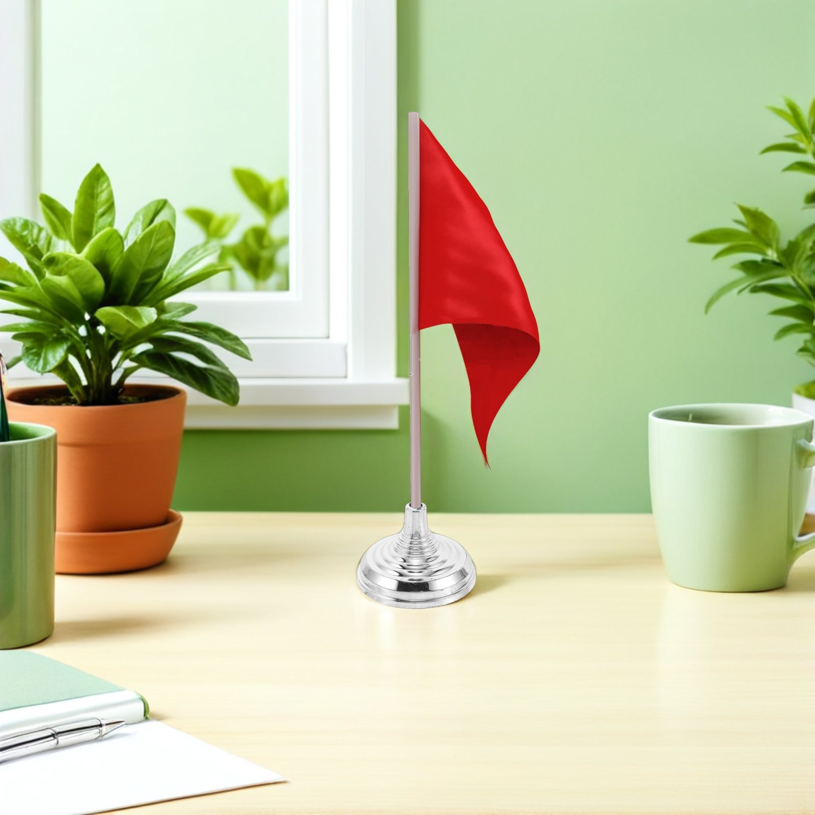 12Pcs Silver Mini Desk Flag St - Office Furniture Desk ulasan dan harga