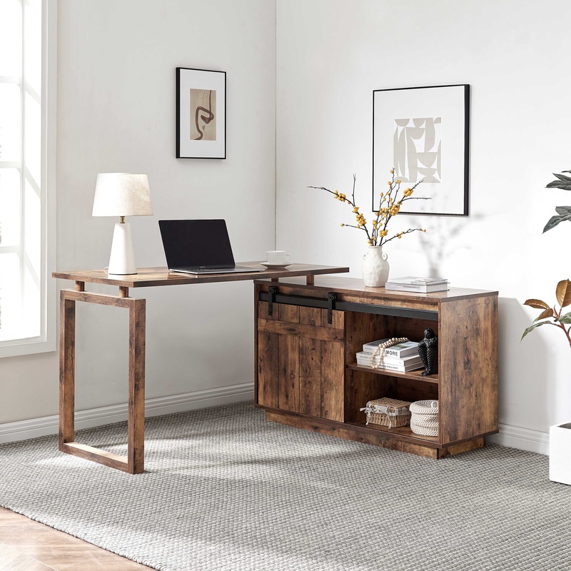 L-Shaped Desk with Credenza St - Office Furniture Credenza ulasan dan harga