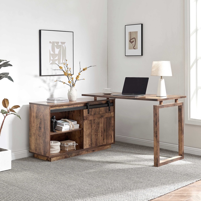 L-Shaped Desk with Credenza St - Office Furniture Credenza ulasan dan harga