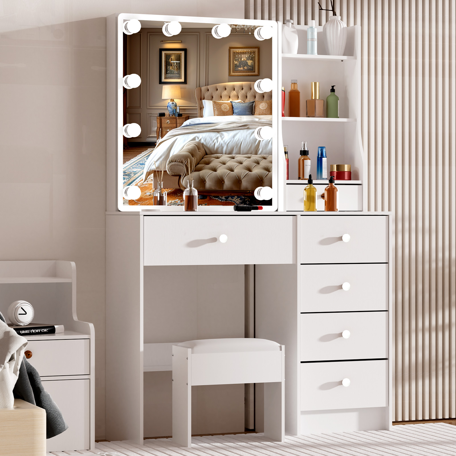 Modern White Makeup Vanity Des - Office Furniture Credenza ulasan dan harga