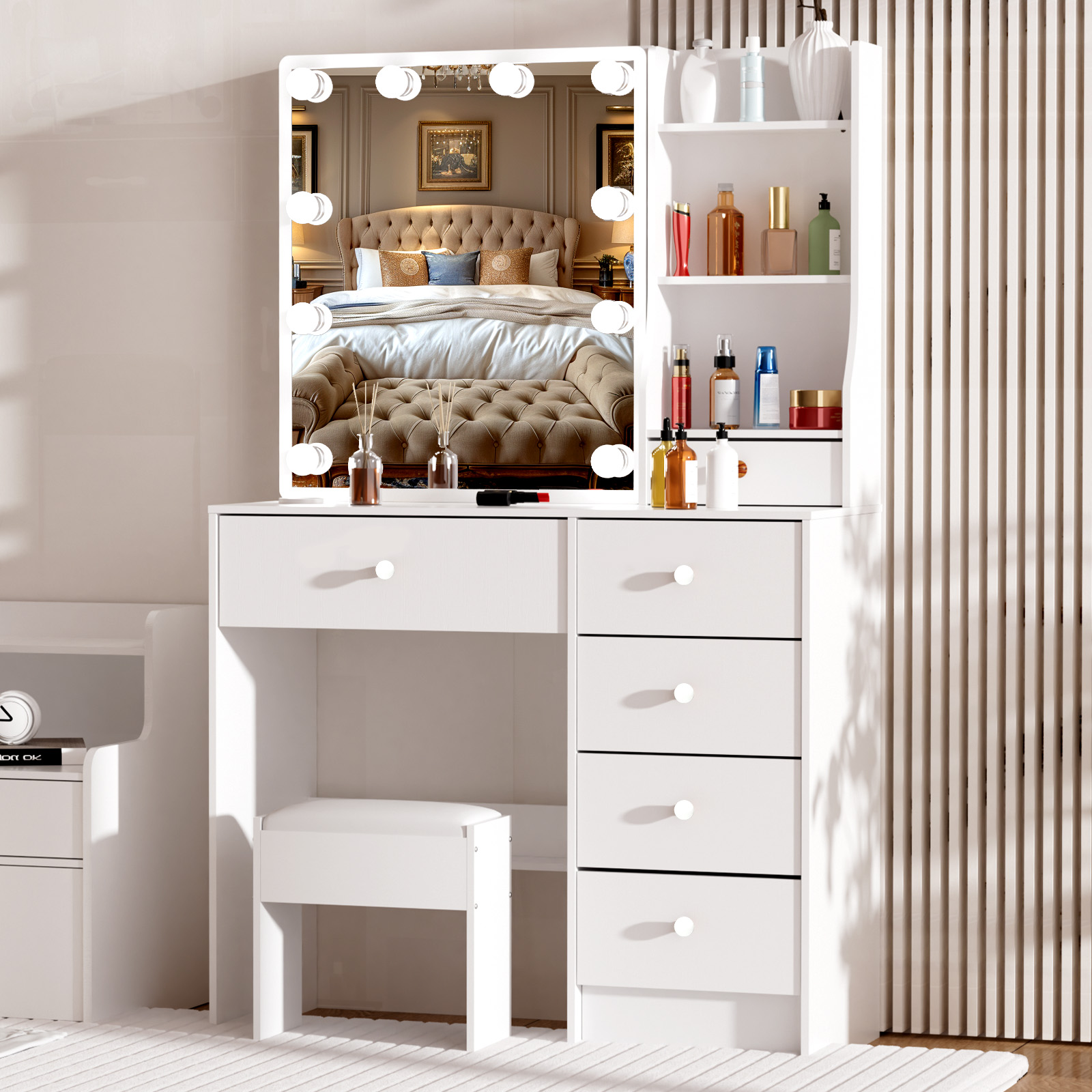Modern White Makeup Vanity Des - Office Furniture Credenza ulasan dan harga