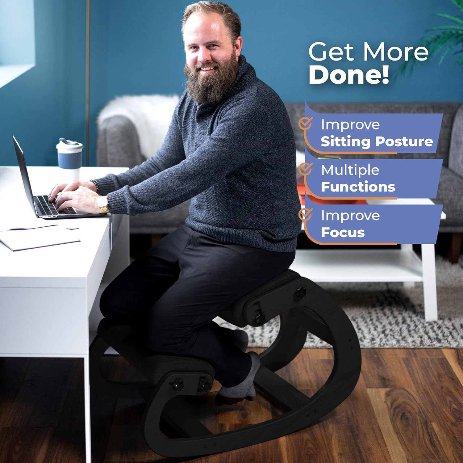 Ergonomic Wooden Kneeling Chai - Office Furniture Desk ulasan dan harga