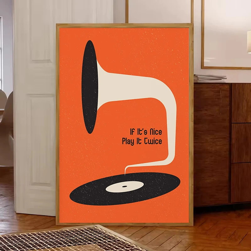 Mid Century Vinyl Record Canva - Office Furniture Used ulasan dan harga