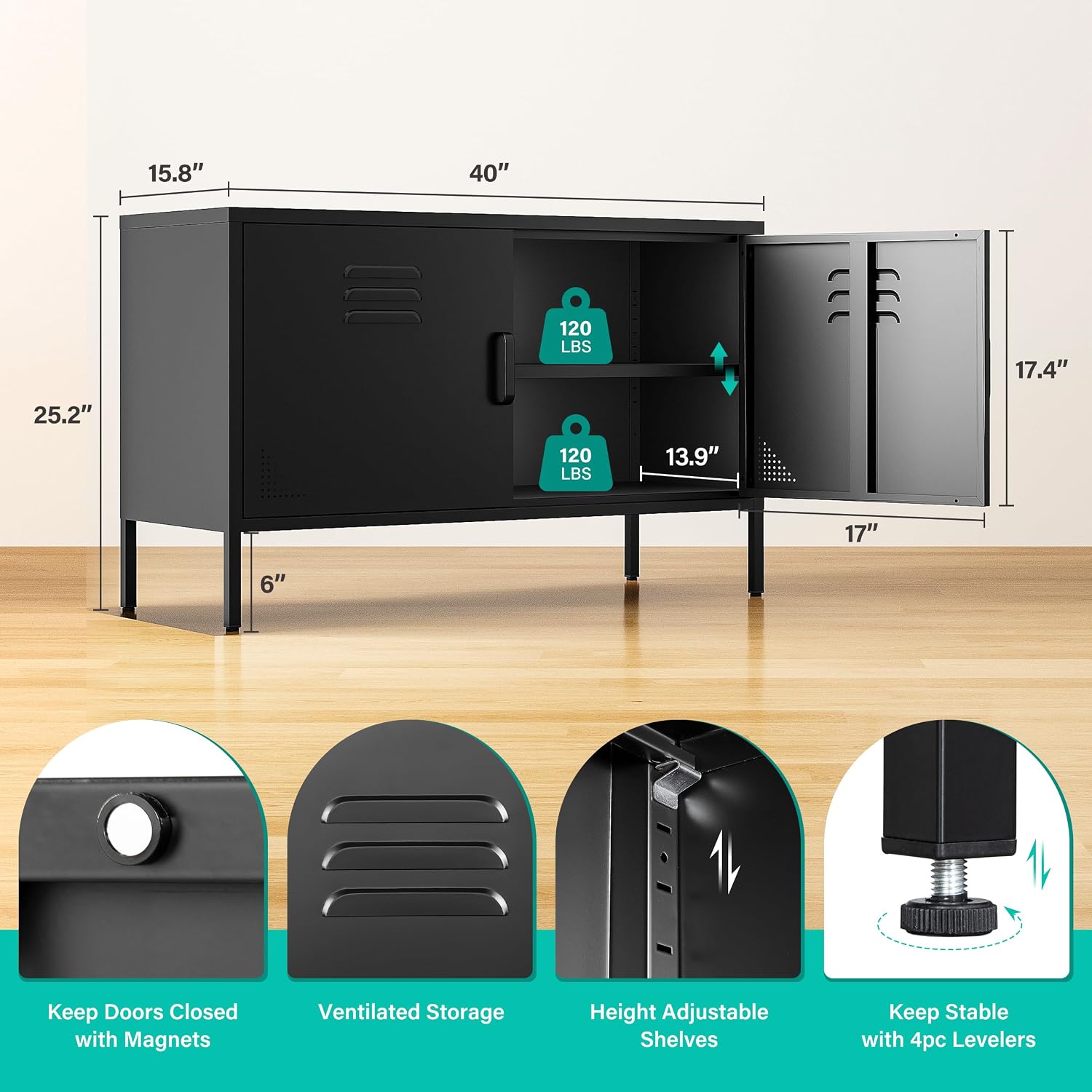 Black Metal Storage Cabinet Wi - Credenza Office Storage ulasan dan harga