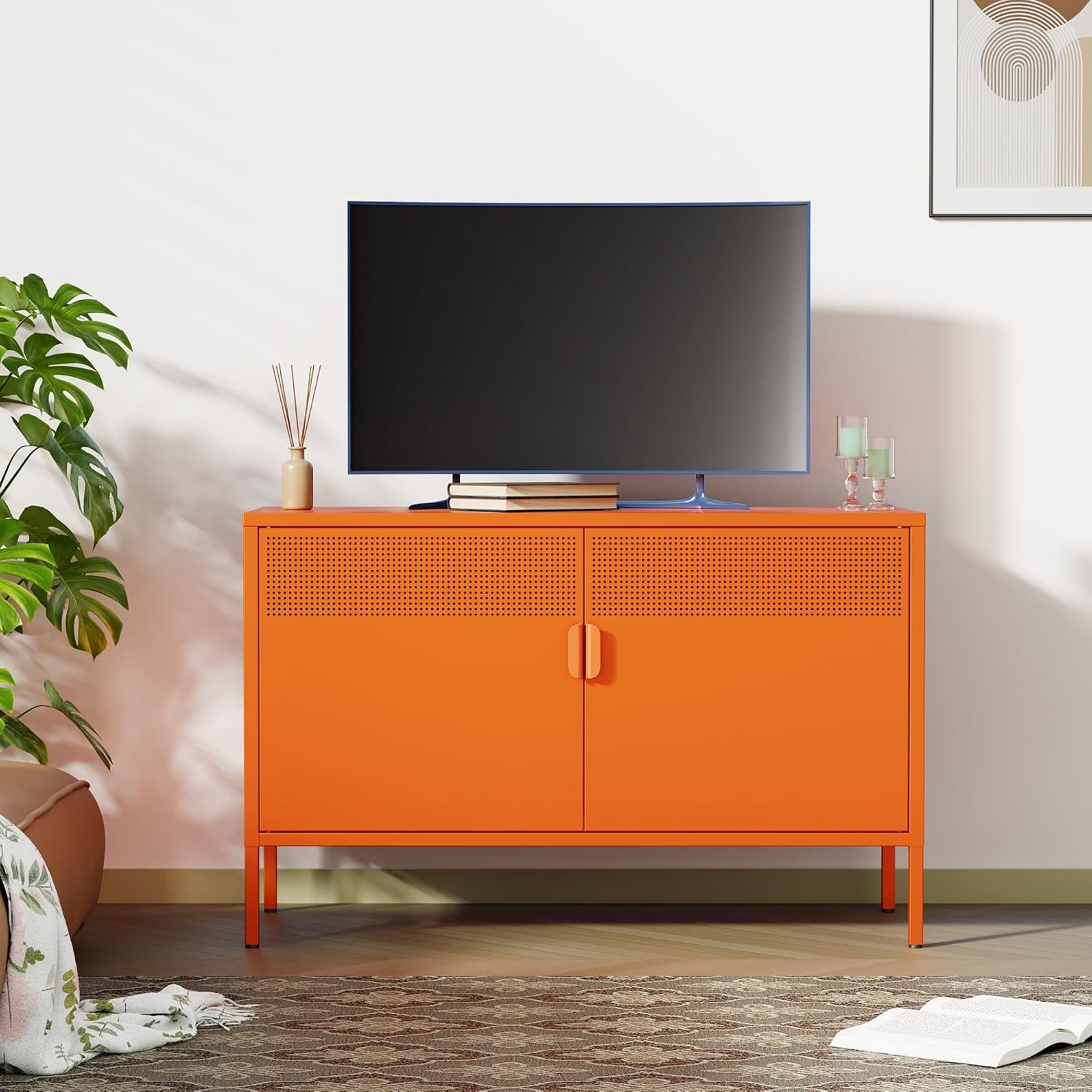 Orange Wide Metal Locker Stora - Credenza Office Storage ulasan dan harga