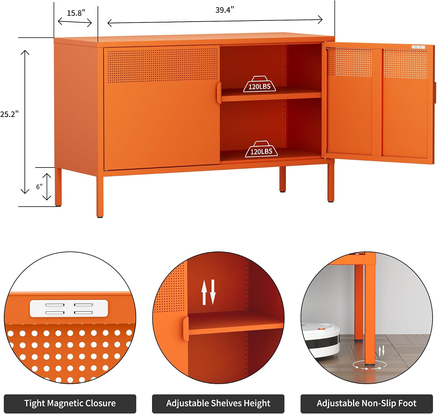 Orange Wide Metal Locker Stora - Credenza Office Storage ulasan dan harga