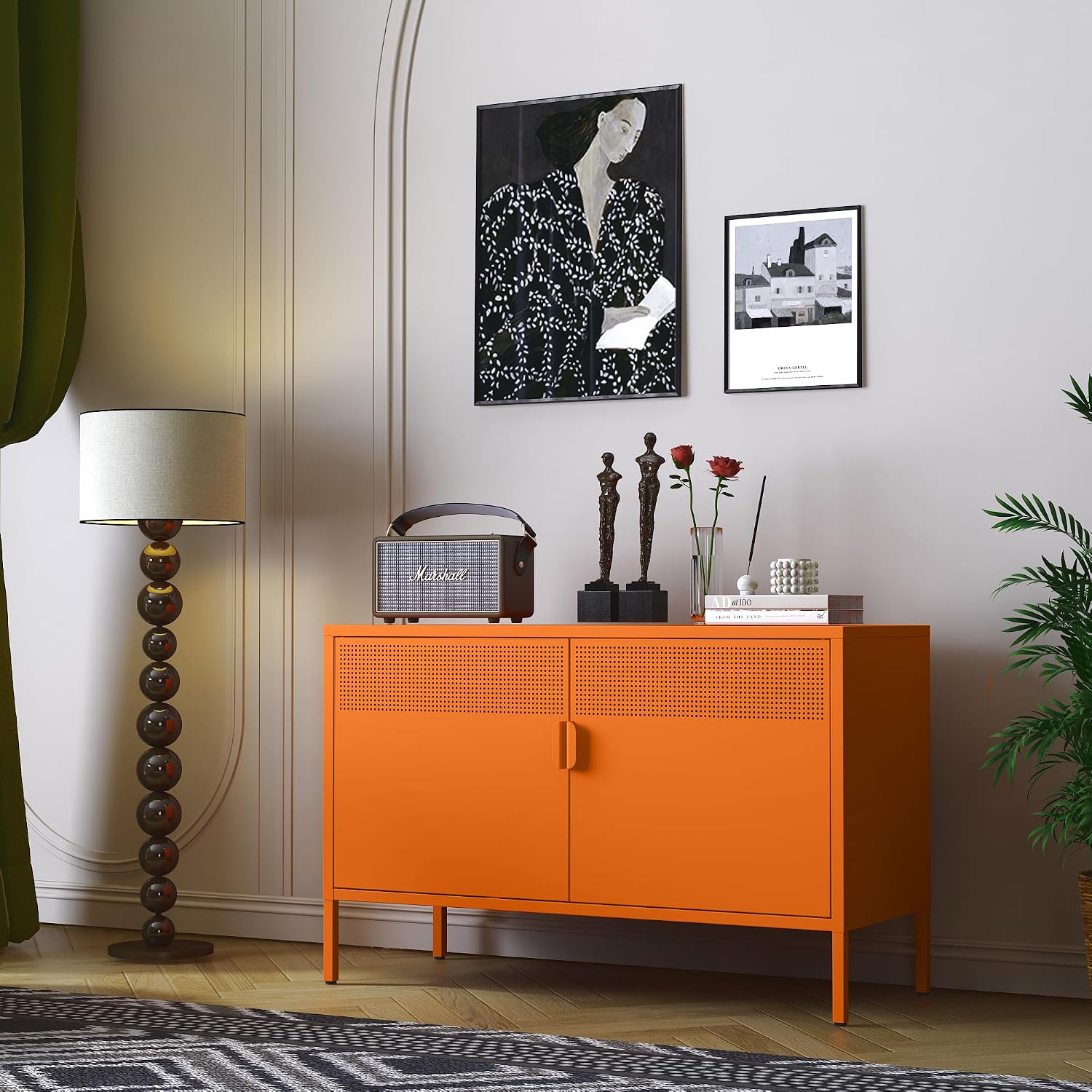 Orange Wide Metal Locker Stora - Credenza Office Storage ulasan dan harga
